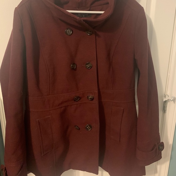 Burgundy pea coat - Picture 2 of 2